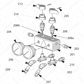 Reactor A-20 Fluid Manifold Exploded Diagram