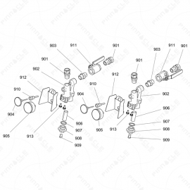 Reactor 2 H-Series Fluid Inlets Exploded Diagram 