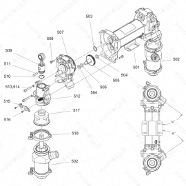 ToughTek F800e Pump Line Exploded Diagram 